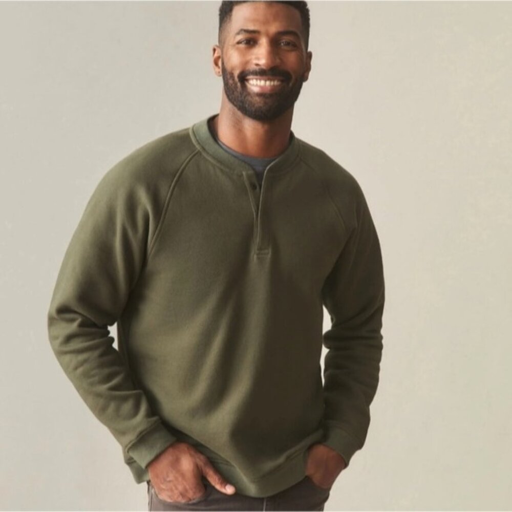 American Giant Men's Mid-weight Snap Henley Shirt XXL New Outdoor USA Workwear